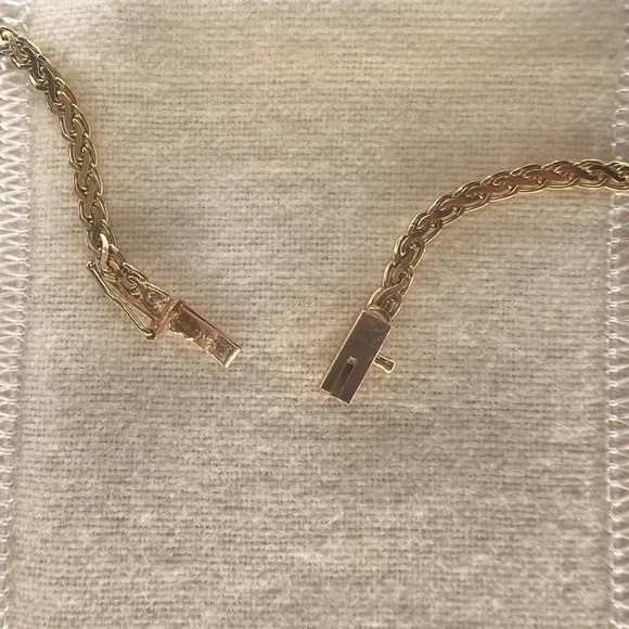 Solid 14k Yellow Gold Amethyst Diamond Flat Chain Necklace